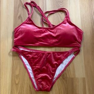 Pink velvet bikini